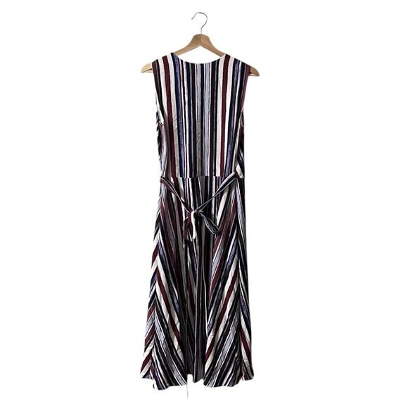 Alex Marie Cassie Dress Size 6 Surplice Wrap Midi Candy Stripe Sunset Sands - Picture 4 of 9